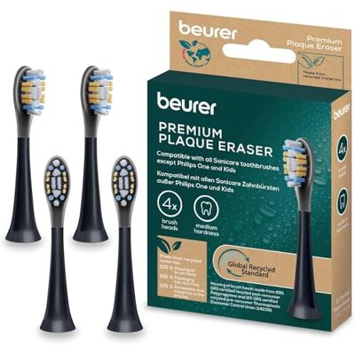 Beurer SC Plaque Eraser główki szczoteczek do elektrycznych szczoteczek sonicznych, 4 wymienne główki kompatybilne z SC 30, 50 i Philips Sonicare, włókna z optymalizowaną wibracją, twardość średnia Beurer SC Plaque Eraser główki szczoteczek do elektrycznych szczoteczek sonicznych, 4 wymienne główki kompatybilne z SC 30, 50 i Philips Sonicare, włókna z optymalizowaną wibracją, twardość średnia