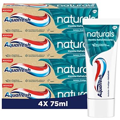 Aquafresh Naturals Pasta do zębów Odświeżająca mięta, czyści, aktywnie chłodzi i chroni zęby, 4x75 ml Aquafresh Naturals Pasta do zębów Odświeżająca mięta, czyści, aktywnie chłodzi i chroni zęby, 4x75 ml