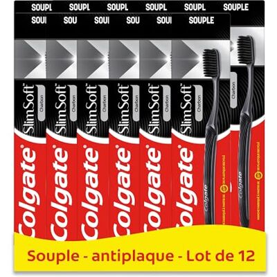 Colgate Ręczna szczoteczka do zębów Slim Soft Carbon miękkie nici, usuwanie płytki nazębnej klinicznie udowodniona skuteczność zestaw 12 szt Colgate Ręczna szczoteczka do zębów Slim Soft Carbon miękkie nici, usuwanie płytki nazębnej klinicznie udowodniona skuteczność zestaw 12 szt