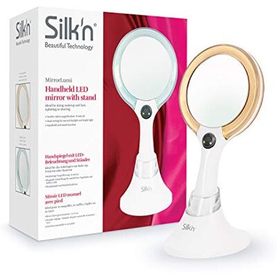 Silk'n Lustro do makijażu z normalnym widokiem i 5-krotnym powiększeniem, oświetlenie LED, 2 rodzaje światła, lustro ręczne i stojące Ø 10 cm, lustro lustrzane Silk'n Lustro do makijażu z normalnym widokiem i 5-krotnym powiększeniem, oświetlenie LED, 2 rodzaje światła, lustro ręczne i stojące Ø 10 cm, lustro lustrzane