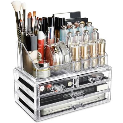 Ikee Design Przezroczysty organizer do przechowywania kosmetyków, przezroczysty organizer na kosmetyki na toaletkę, blat łazienkowy lub komodę Ikee Design Przezroczysty organizer do przechowywania kosmetyków, przezroczysty organizer na kosmetyki na toaletkę, blat łazienkowy lub komodę