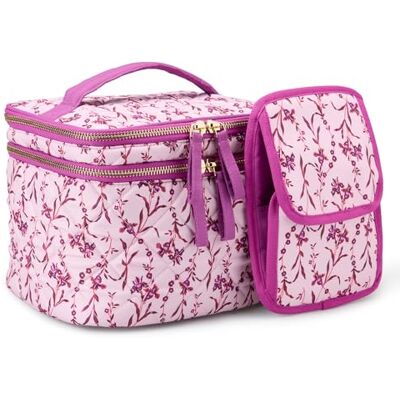 AEWM63087_Pink Floral Amazon Essentials Damskie Aewm63087 wielofunkcyjne pikowane kosztowne etui z miejscem na pędzle do makijażu, różowy kwiatowy, jeden rozmiar AEWM63087_Pink Floral Amazon Essentials Damskie Aewm63087 wielofunkcyjne pikowane kosztowne etui z miejscem na pędzle do makijażu, różowy kwiatowy, jeden rozmiar