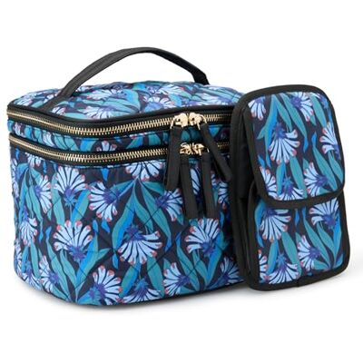 AEWM63087_Blue Floral Amazon Essentials Damskie Aewm63087 wielofunkcyjne pikowane kosztowne etui z miejscem na pędzle do makijażu, niebieski kwiatowy, jeden rozmiar AEWM63087_Blue Floral Amazon Essentials Damskie Aewm63087 wielofunkcyjne pikowane kosztowne etui z miejscem na pędzle do makijażu, niebieski kwiatowy, jeden rozmiar
