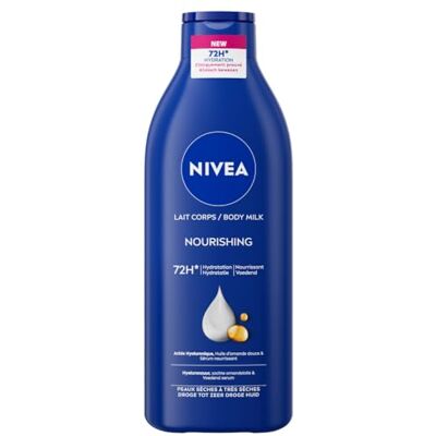 NIVEA pielęgnujące mleko do ciała, z delikatnym olejkiem migdałowym z kwasem hialuronowym i serum odżywczym, mleko do ciała z nawilżeniem przez 72 godziny, do skóry suchej i bardzo suchej, 400 ml NIVEA pielęgnujące mleko do ciała, z delikatnym olejkiem migdałowym z kwasem hialuronowym i serum odżywczym, mleko do ciała z nawilżeniem przez 72 godziny, do skóry suchej i bardzo suchej, 400 ml