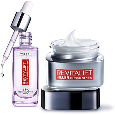 L'Oreal Paris L'Oréal Paris Zestaw Routine 2 produktów przeciwstarzeniowych i przeciwzmarszczkowych serum odstraszające + codzienna pielęgnacja Wzbogacony kwasem hialuronowym Dla wszystkich rodzajów skóry - L'Oreal Paris L'Oréal Paris Zestaw Routine 2 produktów przeciwstarzeniowych i przeciwzmarszczkowych serum odstraszające + codzienna pielęgnacja Wzbogacony kwasem hialuronowym Dla wszystkich rodzajów skóry -