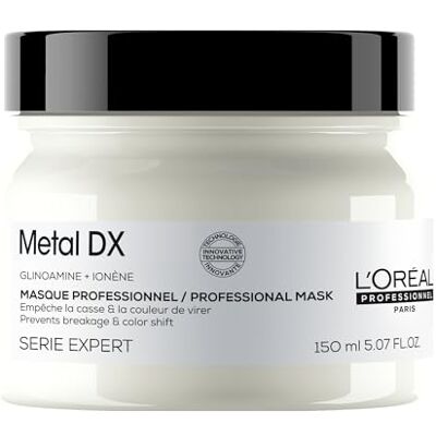 L'Oréal Professionnel Paris L'Oréal Professionnel Maska do włosów dla długotrwałych kolorów, mniej łamliwości włosów i więcej połysku, do wszystkich rodzajów włosów, seria Expert, maska Metal DX, 150 ml L'Oréal Professionnel Paris L'Oréal Professionnel Maska do włosów dla długotrwałych kolorów, mniej łamliwości włosów i więcej połysku, do wszystkich rodzajów włosów, seria Expert, maska Metal DX, 150 ml