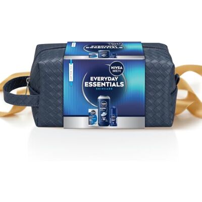 NIVEA MEN Everyday Essentials Zestaw kosmetyków na prezent dla mężczyzn z kosmetyczką Krem nawilżający z SPF 30, Żel pod prtsznic, Antyperspirant w kulce NIVEA MEN Everyday Essentials Zestaw kosmetyków na prezent dla mężczyzn z kosmetyczką Krem nawilżający z SPF 30, Żel pod prtsznic, Antyperspirant w kulce