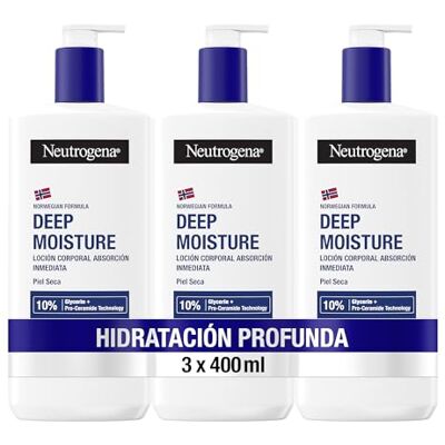 Neutrogena Norweska formuła głębokie nawilżenie Natychmiastowa absorpcja balsamu do ciała (3x400 ml), krem nawilżający do ciała z technologią Pro-Ceramid i gliceryną Neutrogena Norweska formuła głębokie nawilżenie Natychmiastowa absorpcja balsamu do ciała (3x400 ml), krem nawilżający do ciała z technologią Pro-Ceramid i gliceryną