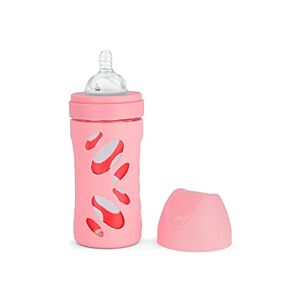Twistshake Butelka dla niemowląt ze szkła 260 ml, przyssawka antykolkowa, nie zawiera BPA, od 2 miesięcy, pastelowy róż, 7350083125828