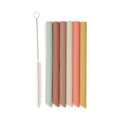 Jollein Słomki silikonowe – Mixed Shades – 6 sztuk – słomki wielokrotnego użytku ze 100% silikonu – ze szczotką do czyszczenia – miękkie, bezpieczne i nadają się do mycia w zmywarce Jollein Słomki silikonowe – Mixed Shades – 6 sztuk – słomki wielokrotnego użytku ze 100% silikonu – ze szczotką do czyszczenia – miękkie, bezpieczne i nadają się do mycia w zmywarce