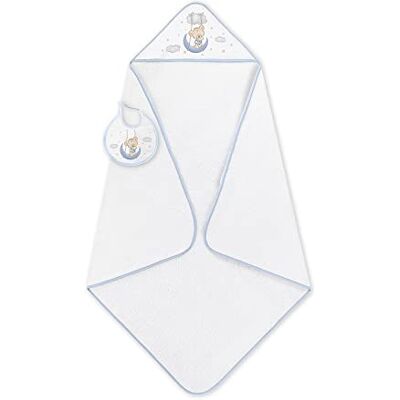 Interbaby Zestaw Baby Bath Coat Huśtawka Niedźwiedź Biały i Niebieski Z Bib Interbaby Zestaw Baby Bath Coat Huśtawka Niedźwiedź Biały i Niebieski Z Bib