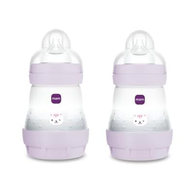 MAM Butelka do karmienia Easy Start antykolowa, zestaw 2 sztuk, z silikonowym smoczkiem SkinSoftTM, 0+ miesięcy, 160 ml, różowy MAM Butelka do karmienia Easy Start antykolowa, zestaw 2 sztuk, z silikonowym smoczkiem SkinSoftTM, 0+ miesięcy, 160 ml, różowy