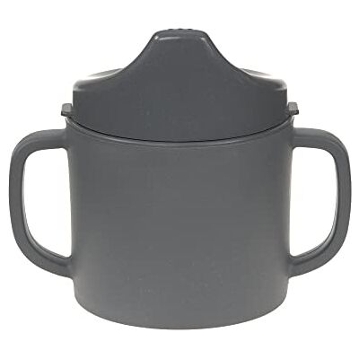 Lässig Kubek do nauki picia dla dzieci z uchem i zdejmowaną pokrywką 150 ml/Sippy Cup Uni antracyt Lässig Kubek do nauki picia dla dzieci z uchem i zdejmowaną pokrywką 150 ml/Sippy Cup Uni antracyt