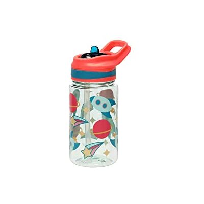 Pearhead Outer Space Kids Water Bottle for School, Spillproof Tritan Flip Straw 16 oz, nie zawiera BPA i nadaje się do mycia w zmywarce, na podróż i sport, akcesoria szkolne, motyw Rocket Pearhead Outer Space Kids Water Bottle for School, Spillproof Tritan Flip Straw 16 oz, nie zawiera BPA i nadaje się do mycia w zmywarce, na podróż i sport, akcesoria szkolne, motyw Rocket