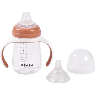 Béaba BEABA Kubek do nauki 2 w 1, kubek ze słomką dla dzieci, w 100% niekapiący, łatwy do otwierania, zdejmowane uchwyty, siekacz i silikon, 210 ml, terakota Béaba BEABA Kubek do nauki 2 w 1, kubek ze słomką dla dzieci, w 100% niekapiący, łatwy do otwierania, zdejmowane uchwyty, siekacz i silikon, 210 ml, terakota