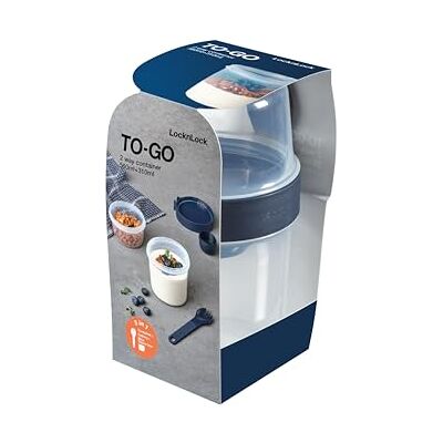 LocknLock TO GO Two Way Box ze sporkiem 310 + 560 ml Ø 98 x 180 mm kubek na jogurt z kubkiem na sosy 100% hermetyczne i wodoszczelne pudełka do przygotowywania posiłków nadaje się do mycia w LocknLock TO GO Two Way Box ze sporkiem 310 + 560 ml Ø 98 x 180 mm kubek na jogurt z kubkiem na sosy 100% hermetyczne i wodoszczelne pudełka do przygotowywania posiłków nadaje się do mycia w