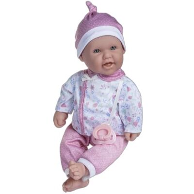 JC Toys La Baby lalka, 40 cm, miękka i nadająca się do prania ciało, magiczna butelka i smoczek, różowa, kwiatowy wzór, zaprojektowana w Hiszpanii, od 12 miesięcy JC Toys La Baby lalka, 40 cm, miękka i nadająca się do prania ciało, magiczna butelka i smoczek, różowa, kwiatowy wzór, zaprojektowana w Hiszpanii, od 12 miesięcy