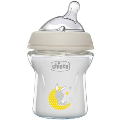 Chicco Butelka Szklana Natural Feeling, Antykolkowa, Dla Niemowląt 0 miesięcy + 150 ml, z Miękkim i Elastycznym Silikonowym Smoczkiem, Do Karmienia Naprzemiennego, Przepływ Wolny, kolor neutralny Chicco Butelka Szklana Natural Feeling, Antykolkowa, Dla Niemowląt 0 miesięcy + 150 ml, z Miękkim i Elastycznym Silikonowym Smoczkiem, Do Karmienia Naprzemiennego, Przepływ Wolny, kolor neutralny