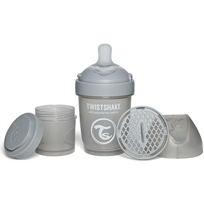 Twistshake Pro Double antykolkowy smoczek z pojemnikiem na mleko w proszku i blenderem 180 ml Silikonowy smoczek przypominający piersi o powolnym przepływie Butelka dla smoczka bez BPA Twistshake Pro Double antykolkowy smoczek z pojemnikiem na mleko w proszku i blenderem 180 ml Silikonowy smoczek przypominający piersi o powolnym przepływie Butelka dla smoczka bez BPA