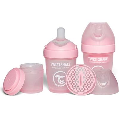 Twistshake 2 x Pro Double antykolkowy smoczek z pojemnikiem na mleko w proszku i blenderem 180 ml Silikonowy smoczek przypominający piersi o powolnym przepływie Butelka dla smoczka bez BPA Twistshake 2 x Pro Double antykolkowy smoczek z pojemnikiem na mleko w proszku i blenderem 180 ml Silikonowy smoczek przypominający piersi o powolnym przepływie Butelka dla smoczka bez BPA