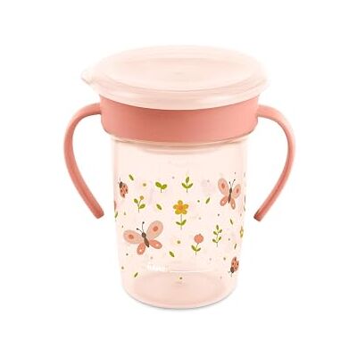 Miniland Sippy Cup 360 Butterfly kubek edukacyjny 270 ml, szczelny, 360° bez dziobka, z ergonomicznymi uchwytami i pokrywką, możliwość personalizacji, nadaje się do mycia w zmywarce Miniland Sippy Cup 360 Butterfly kubek edukacyjny 270 ml, szczelny, 360° bez dziobka, z ergonomicznymi uchwytami i pokrywką, możliwość personalizacji, nadaje się do mycia w zmywarce