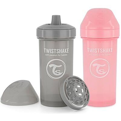 Twistshake 2x Szczelna Butelka Do Picia Dla Niemowląt Z Twardym Dzióbkiem I Mieszadełkiem Do Owoców 360ml Butelka Treningowa Dla Dzieci I Maluchów Bez BPA Szary Róż Twistshake 2x Szczelna Butelka Do Picia Dla Niemowląt Z Twardym Dzióbkiem I Mieszadełkiem Do Owoców 360ml Butelka Treningowa Dla Dzieci I Maluchów Bez BPA Szary Róż