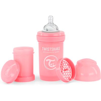 Twistshake Butelka Antykolkowa dla Niemowląt z Pojemnikiem na Mleko w proszku i Mikserem 180 ml Silikonowy Sutek Przypominający Pierś o średnim Przepływie Bez BPA (0+) Jasnoróżowy Twistshake Butelka Antykolkowa dla Niemowląt z Pojemnikiem na Mleko w proszku i Mikserem 180 ml Silikonowy Sutek Przypominający Pierś o średnim Przepływie Bez BPA (0+) Jasnoróżowy