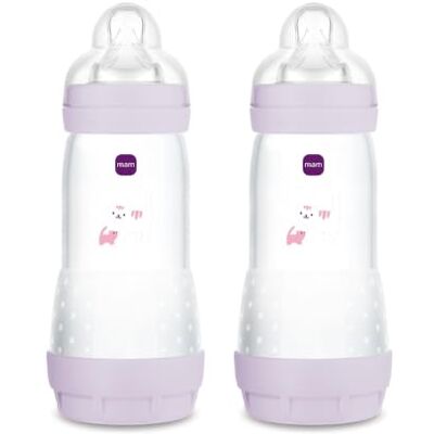 MAM Butelka do karmienia Easy Start Anticolica, zestaw 2, z silikonową muszką SkinSoftTM, 4+ miesiące, 320 ml, różowy MAM Butelka do karmienia Easy Start Anticolica, zestaw 2, z silikonową muszką SkinSoftTM, 4+ miesiące, 320 ml, różowy