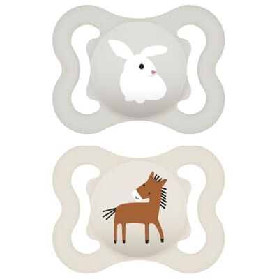 MAM Smoczek powietrzny w zestawie 2, silikonowy Skinsoft z etui na smoczek 2-6 miesięcy, neutralny MAM Smoczek powietrzny w zestawie 2, silikonowy Skinsoft z etui na smoczek 2-6 miesięcy, neutralny