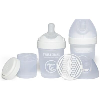 Twistshake 2 x Pro Double antykolkowy smoczek z pojemnikiem na mleko w proszku i blenderem 180 ml Silikonowy smoczek przypominający piersi o powolnym przepływie Butelka dla smoczka bez BPA Twistshake 2 x Pro Double antykolkowy smoczek z pojemnikiem na mleko w proszku i blenderem 180 ml Silikonowy smoczek przypominający piersi o powolnym przepływie Butelka dla smoczka bez BPA