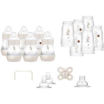 MAM Easy Start Anti-Colic zestaw butelek dla niemowląt XXL, pierwsze wyposażenie wraz z smoczkiem, butelkami, smoczkami i innymi, zestaw prezentowy dla niemowląt, od urodzenia, beżowy MAM Easy Start Anti-Colic zestaw butelek dla niemowląt XXL, pierwsze wyposażenie wraz z smoczkiem, butelkami, smoczkami i innymi, zestaw prezentowy dla niemowląt, od urodzenia, beżowy