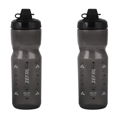 ZEFAL Zestaw Sense Soft 80 No-Mud Zestaw dwóch puszek rowerowych i górskich Miękka i bezzapachowa sportowa butelka kanister na wodę bez BPA silikonowy smoczek czarny dymny, 2 x 800 ML ZEFAL Zestaw Sense Soft 80 No-Mud Zestaw dwóch puszek rowerowych i górskich Miękka i bezzapachowa sportowa butelka kanister na wodę bez BPA silikonowy smoczek czarny dymny, 2 x 800 ML