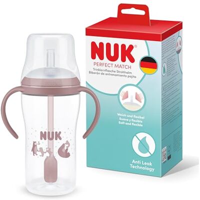 NUK Perfect Match Learner Butelka ze słomką 8+ miesięcy 260 ml Nieprzeciekająca kubek ze słomką dla niemowląt Antypoślizgowe uchwyty Miś 1 sztuka NUK Perfect Match Learner Butelka ze słomką 8+ miesięcy 260 ml Nieprzeciekająca kubek ze słomką dla niemowląt Antypoślizgowe uchwyty Miś 1 sztuka