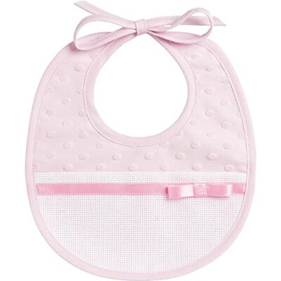 AM715R FILET , Śliniaczek Wykonany Z Miękkiej Tkaniny Efekt Kropki 3D Z Kieszeniem Płótno Aida Haftowane Bimba 0 24, Różowy (Pink), Jeden Rozmiar AM715R FILET , Śliniaczek Wykonany Z Miękkiej Tkaniny Efekt Kropki 3D Z Kieszeniem Płótno Aida Haftowane Bimba 0 24, Różowy (Pink), Jeden Rozmiar