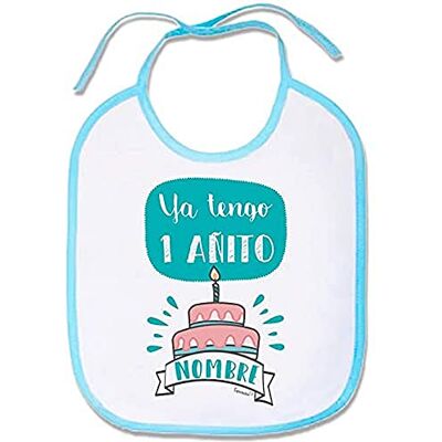 SUPERMOLON 03489 Ya Tengo Un Añito Śliniak dziecięcy ze sznurowaniem, błękitny, unisex SUPERMOLON 03489 Ya Tengo Un Añito Śliniak dziecięcy ze sznurowaniem, błękitny, unisex