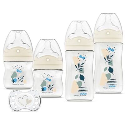 Dodie Zestaw 4 butelek dla niemowląt, antykolkowa, wielokolorowa smoczek (2x150 ml i 2x270mL), smoczek dla dzieci, niebieski Dodie Zestaw 4 butelek dla niemowląt, antykolkowa, wielokolorowa smoczek (2x150 ml i 2x270mL), smoczek dla dzieci, niebieski