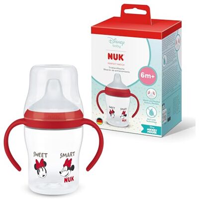 NUK Perfect Match Butelka dla uczących się 6+ miesięcy 150 ml Kubek niekapek dla malucha Antypoślizgowe uchwyty Minnie Mouse 1 sztuka NUK Perfect Match Butelka dla uczących się 6+ miesięcy 150 ml Kubek niekapek dla malucha Antypoślizgowe uchwyty Minnie Mouse 1 sztuka