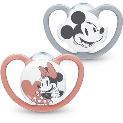 NUK Smoczek Space dla niemowląt 18–36 miesięcy Smoczki uspokajające z dodatkową wentylacją Silikon, nie zawiera BPA Myszki Mickey i Minnie 2 elem. NUK Smoczek Space dla niemowląt 18–36 miesięcy Smoczki uspokajające z dodatkową wentylacją Silikon, nie zawiera BPA Myszki Mickey i Minnie 2 elem.