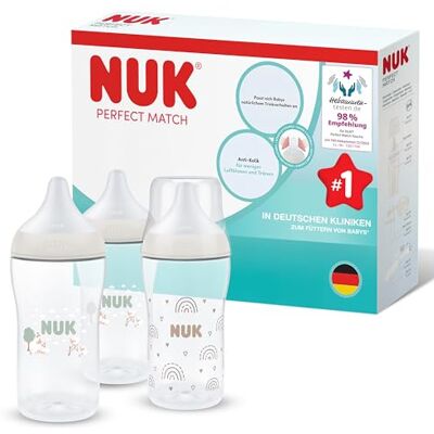 NUK Perfect Match Butelka dla niemowląt 3+ miesiące 260 ml Butelka przeciwkolkowa PP Wskaźnik kontroli temperatury Owca 3 sztuki NUK Perfect Match Butelka dla niemowląt 3+ miesiące 260 ml Butelka przeciwkolkowa PP Wskaźnik kontroli temperatury Owca 3 sztuki