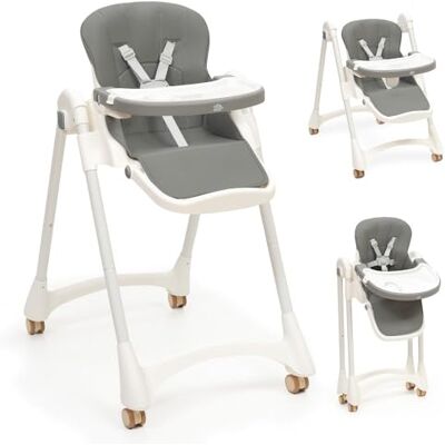 Interbaby Krzesełko do karmienia dziecka w wieku od 6 do 36 miesięcy, maksymalne 20 kg, aluminium, 3-stopniowa regulacja oparcia, regulowane nogi i taca, pas bezpieczeństwa Interbaby Krzesełko do karmienia dziecka w wieku od 6 do 36 miesięcy, maksymalne 20 kg, aluminium, 3-stopniowa regulacja oparcia, regulowane nogi i taca, pas bezpieczeństwa