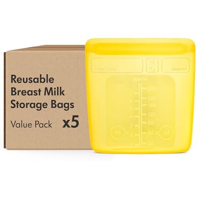 Medela Worki do przechowywania mleka matki wielokrotnego użytku z szerokim otworem i podwójną uszczelką, jednoczęściowe, do przechowywania w lodówce i zamrażarce, 220 ml, 500 zastosowań Medela Worki do przechowywania mleka matki wielokrotnego użytku z szerokim otworem i podwójną uszczelką, jednoczęściowe, do przechowywania w lodówce i zamrażarce, 220 ml, 500 zastosowań