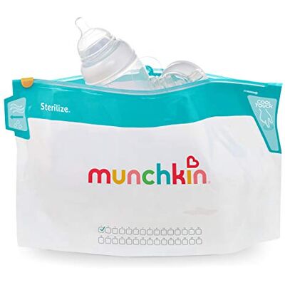 Munchkin Woreczki do Sterylizacji w Kuchence Mikrofalowej Cool Touch, do Smoczków do Butelek dla Niemowląt, 6 Torebek Wielokrotnego Użytku, Odkażacz na Zimną Wodę, Mini Sterylizator Podróżny Munchkin Woreczki do Sterylizacji w Kuchence Mikrofalowej Cool Touch, do Smoczków do Butelek dla Niemowląt, 6 Torebek Wielokrotnego Użytku, Odkażacz na Zimną Wodę, Mini Sterylizator Podróżny
