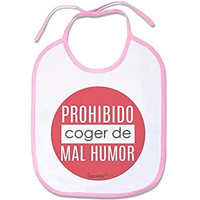 SUPERMOLON 02345 – Prohibido Coger de Mal humorowy śliniaczek ze sznurowaniem, różowy pastelowy, unisex SUPERMOLON 02345 – Prohibido Coger de Mal humorowy śliniaczek ze sznurowaniem, różowy pastelowy, unisex