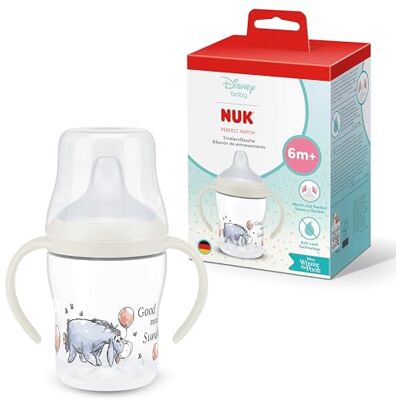 NUK Perfect Match Butelka dla uczących się 6+ miesięcy 150 ml Kubek niekapek dla malucha Antypoślizgowe uchwyty Kłapouchy 1 sztuka NUK Perfect Match Butelka dla uczących się 6+ miesięcy 150 ml Kubek niekapek dla malucha Antypoślizgowe uchwyty Kłapouchy 1 sztuka