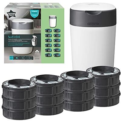 Tommee Tippee Twist & Click Advanced Zestaw Startowy Pojemnika na Pieluchy, Biały z 12 Wkładami Zasilany przez Sangenic z 12 wkładami, każde ładowanie zawiera ponad 100 pieluchy‡, 12 wkładów = ponad 1200 pieluchy‡ Tommee Tippee Twist & Click Advanced Zestaw Startowy Pojemnika na Pieluchy, Biały z 12 Wkładami Zasilany przez Sangenic z 12 wkładami, każde ładowanie zawiera ponad 100 pieluchy‡, 12 wkładów = ponad 1200 pieluchy‡