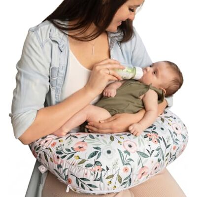 Boppy Nursing Pillow Ergonomic Bottle & Breastfeeding Pillow with High, Firm, Large Area, Water-Repellent Cushion with Washable Cover; Baby Safety Alliance Verified Pink Garden Flowers Boppy Nursing Pillow Ergonomic Bottle & Breastfeeding Pillow with High, Firm, Large Area, Water-Repellent Cushion with Washable Cover; Baby Safety Alliance Verified Pink Garden Flowers