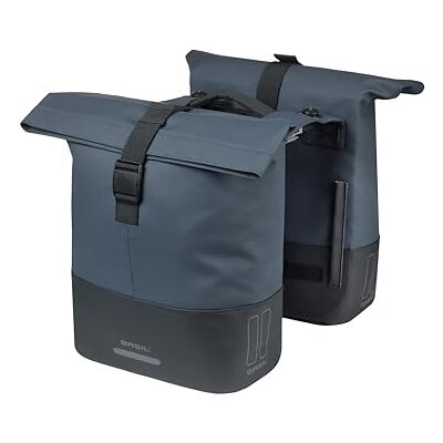 Basil Cove Torba rowerowa, na bagażnik, podwójna, z płytą adaptera MIK, 28-32 l, wodoodporna, odblaskowa, materiał z recyklingu, 29 x 14,5 x 36 cm, niebieska/czarna Basil Cove Torba rowerowa, na bagażnik, podwójna, z płytą adaptera MIK, 28-32 l, wodoodporna, odblaskowa, materiał z recyklingu, 29 x 14,5 x 36 cm, niebieska/czarna