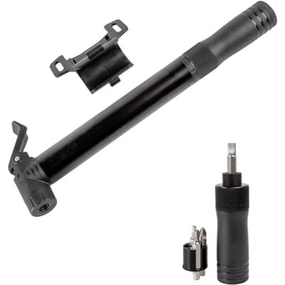 14703501 Mała pompka powietrza z wbudowanym zestawem narzędzi i grzechotką, mini pompka z mini narzędziem CTP firmy M-WAVE 14703501 Mała pompka powietrza z wbudowanym zestawem narzędzi i grzechotką, mini pompka z mini narzędziem CTP firmy M-WAVE