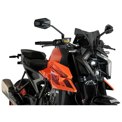 Puig 21995F sportowa szyba przednia nowej generacji do KTM 990 Duke 2024 – aerodynamiczna wydajność i sportowy design, ciemny dym Puig 21995F sportowa szyba przednia nowej generacji do KTM 990 Duke 2024 – aerodynamiczna wydajność i sportowy design, ciemny dym