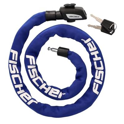Fischer Zapięcie rowerowe, zapięcie łańcuchowe z neoprenu z 2 kluczami, wysokie bezpieczeństwo do rowerów i rowerów elektrycznych, zabezpieczenie przed kradzieżą, niebieski, długość: 130 cm Fischer Zapięcie rowerowe, zapięcie łańcuchowe z neoprenu z 2 kluczami, wysokie bezpieczeństwo do rowerów i rowerów elektrycznych, zabezpieczenie przed kradzieżą, niebieski, długość: 130 cm